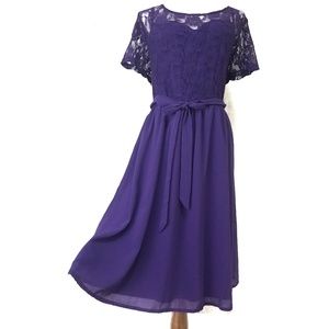 Plus Sz Purple Lace Fit & Flare Dress Sz 22